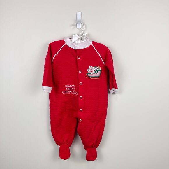 Vintage BabyGro Baby's First Christmas Footie Large USA - Picture 1 of 9
